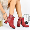 BOTINE ROSII PIELE NATURALA 0S771