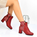 BOTINE ROSII PIELE NATURALA 0S771