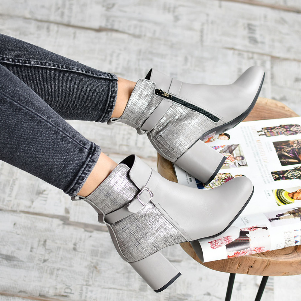 BOTINE GRI PIELE NATURALA 0S771