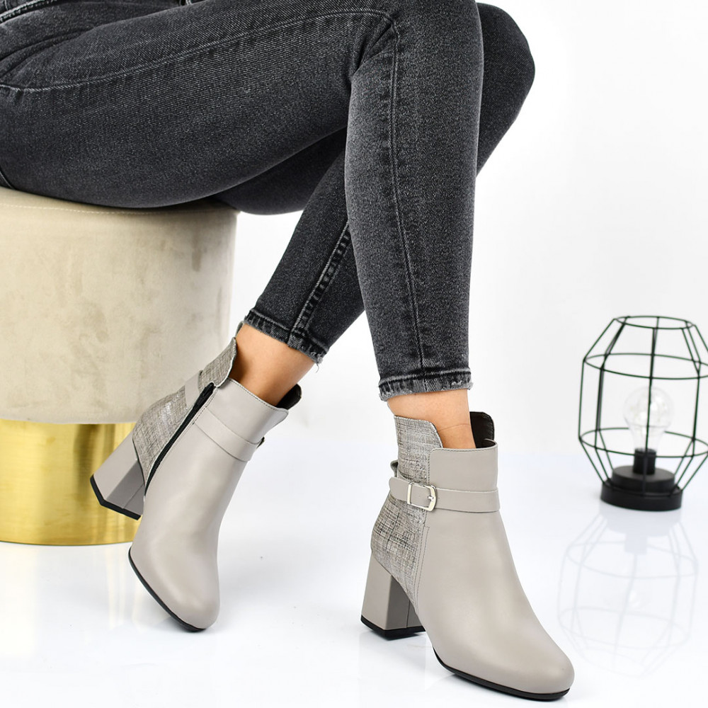 BOTINE GRI PIELE NATURALA 0S771
