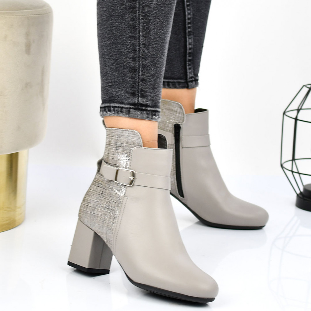 BOTINE GRI PIELE NATURALA 0S771