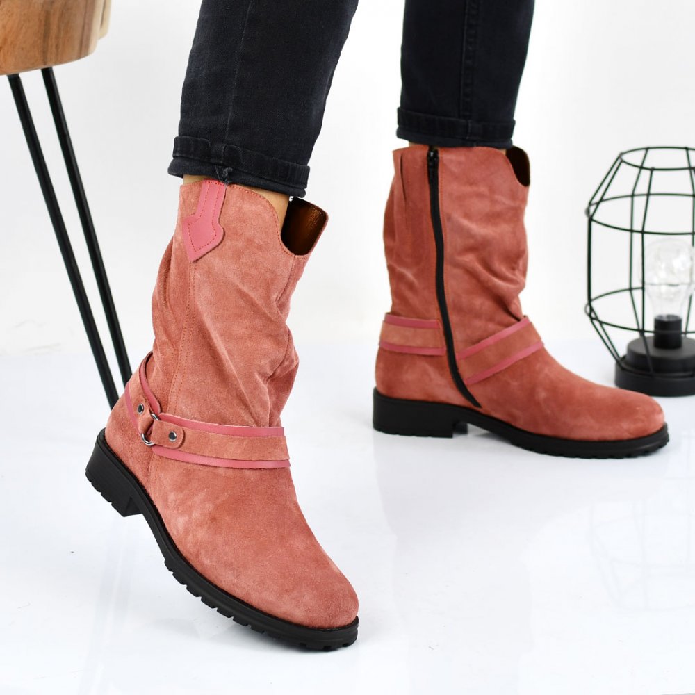 CIZME ROZ PIELE NATURALA INTOARSA 0S7787
