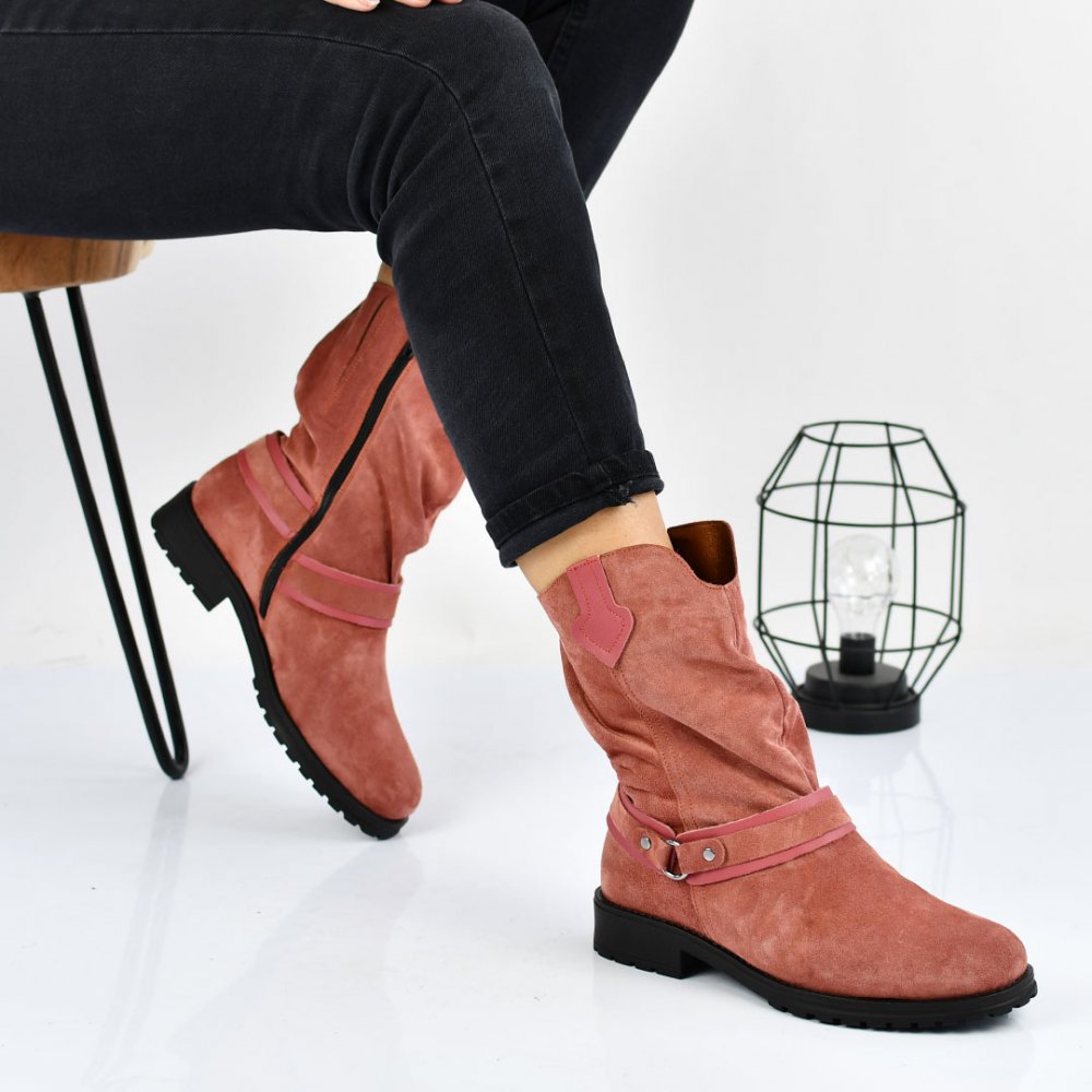 CIZME ROZ PIELE NATURALA INTOARSA 0S7787