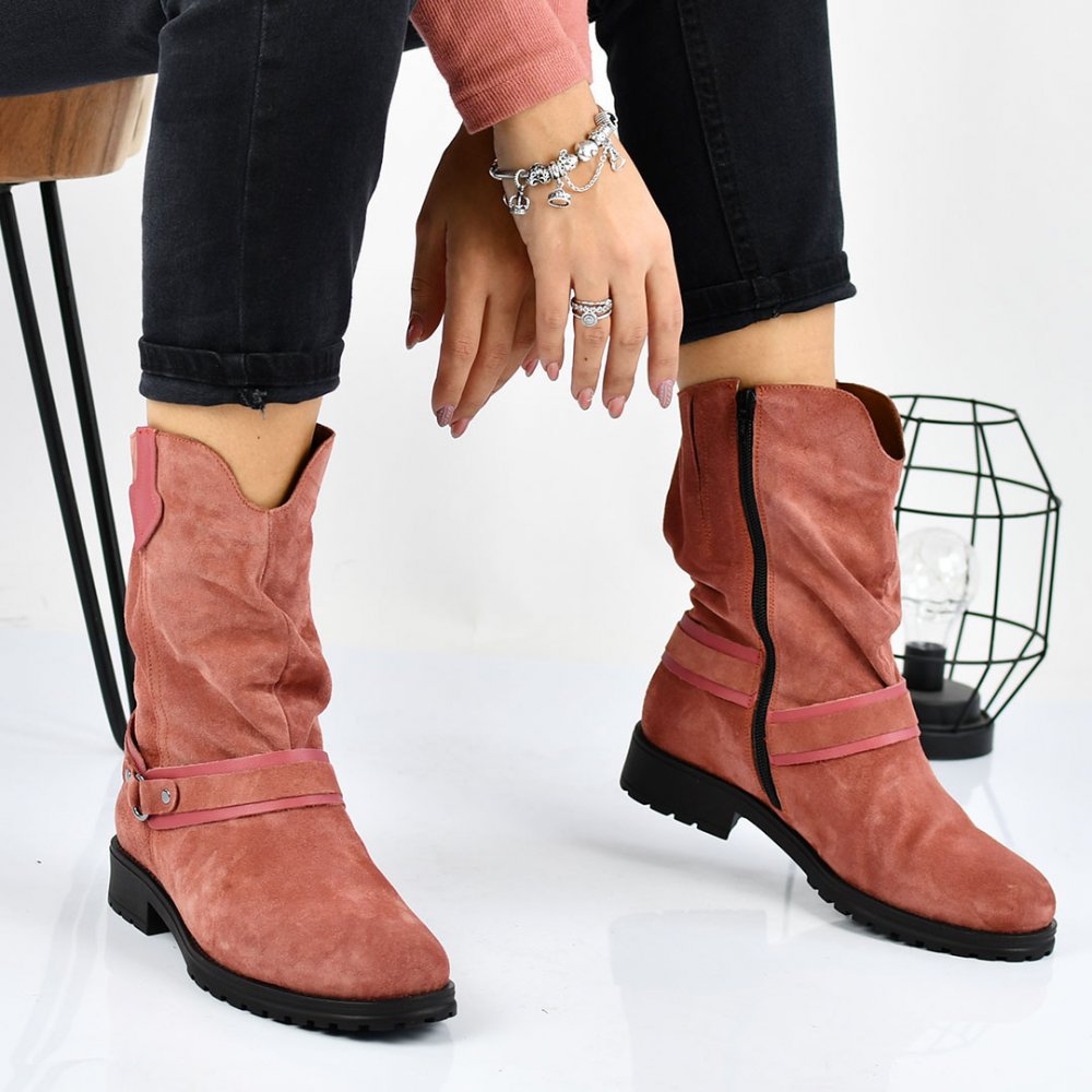 CIZME ROZ PIELE NATURALA INTOARSA 0S7787