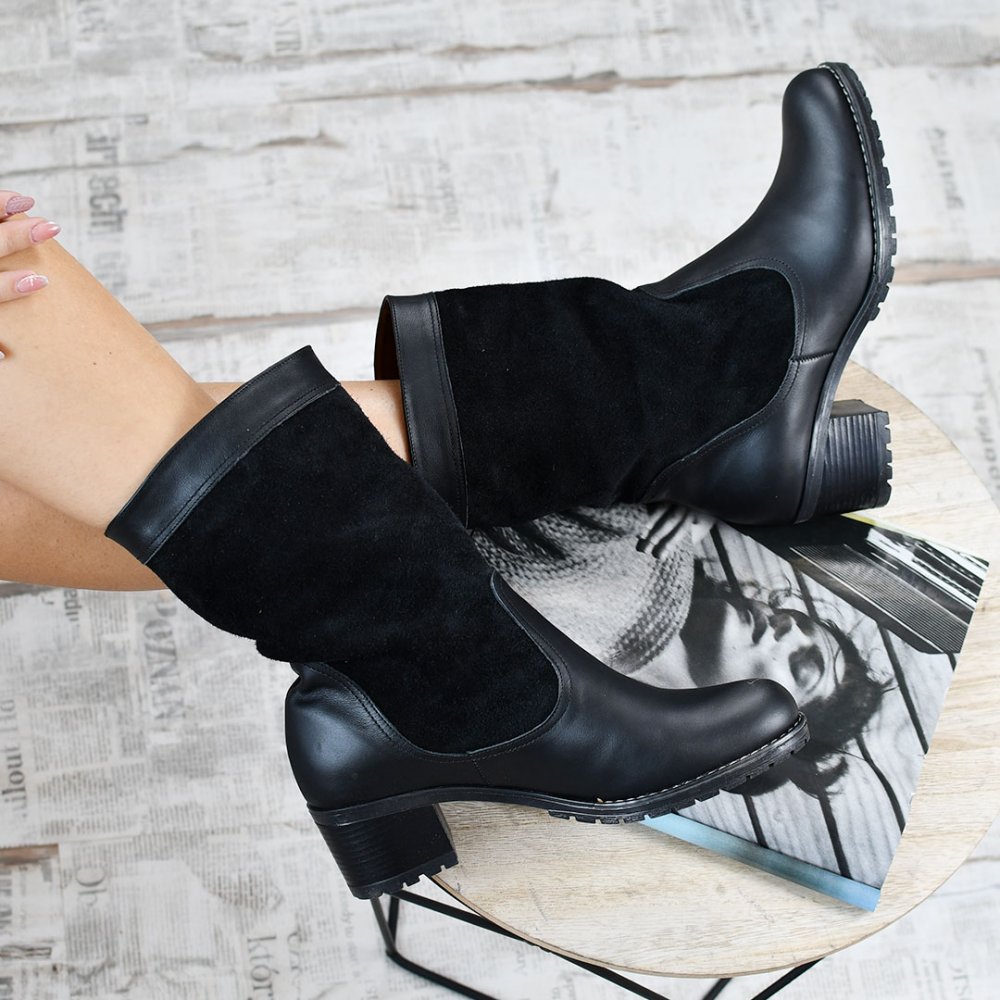 CIZME NEGRE PIELE NATURALA INTOARSA 0S7766