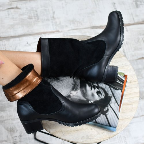 Cizme negre piele naturala intoarsa 0s7766