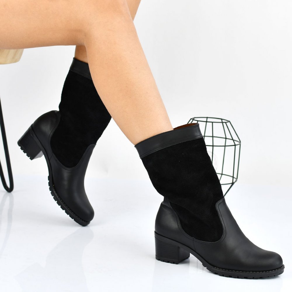 CIZME NEGRE PIELE NATURALA INTOARSA 0S7766