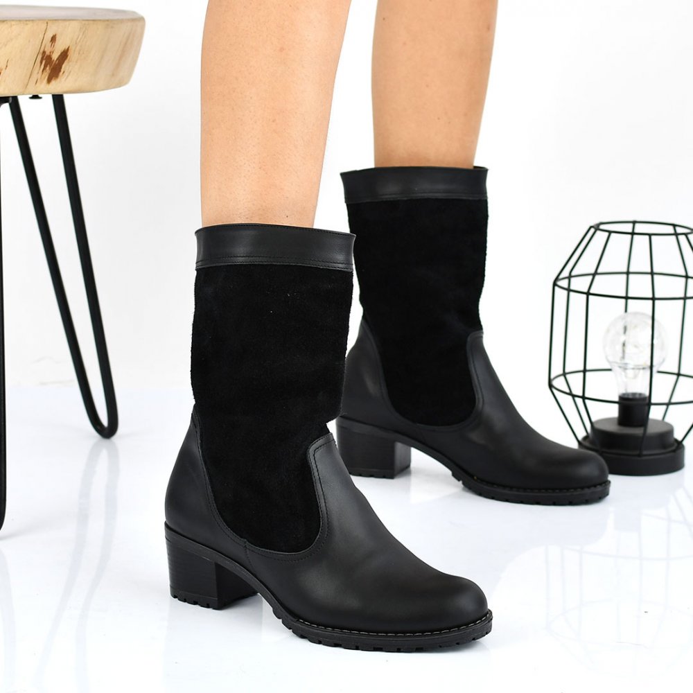 CIZME NEGRE PIELE NATURALA INTOARSA 0S7766