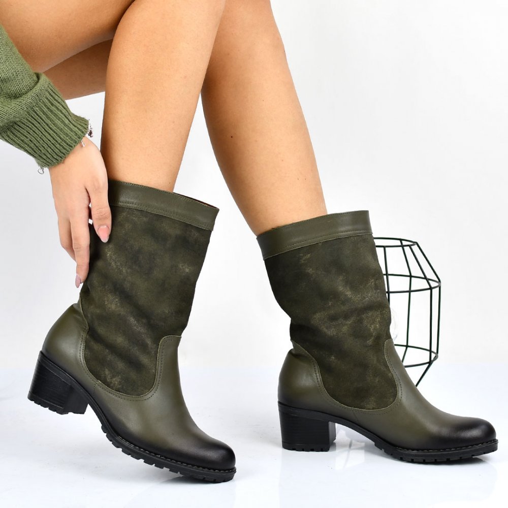 CIZME KHAKI PIELE NATURALA INTOARSA 0S7766