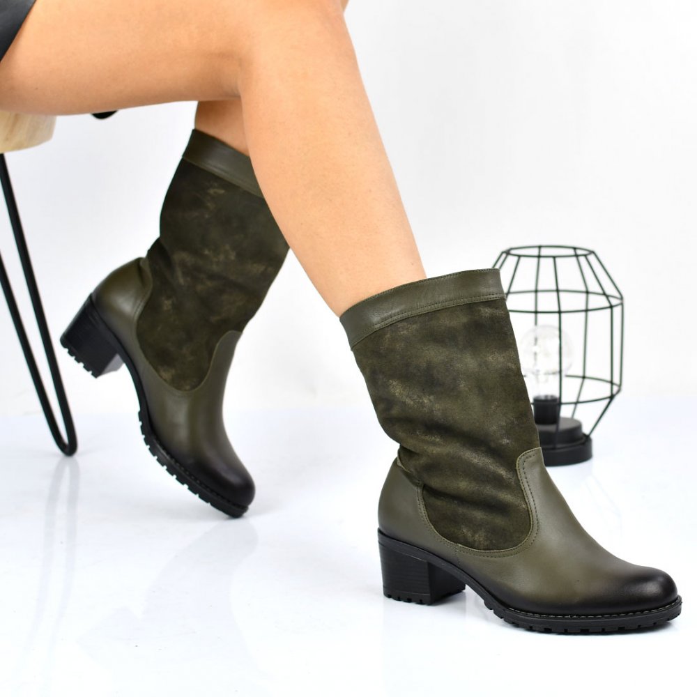 CIZME KHAKI PIELE NATURALA INTOARSA 0S7766