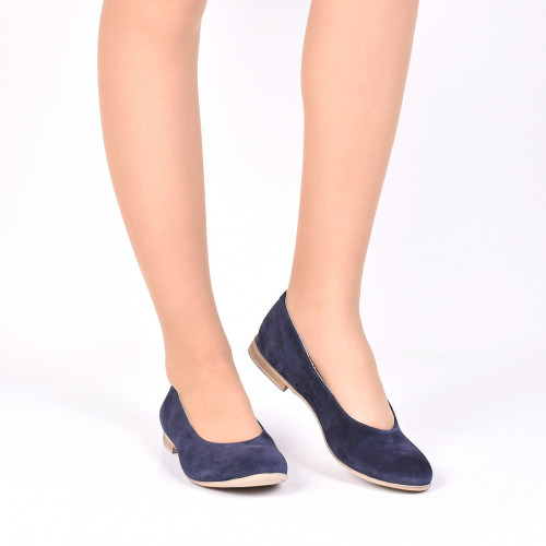 	balerini bleumarin piele naturala intoarsa izabel