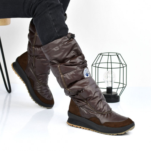 Cizme brown material textil impermeabil vanny2