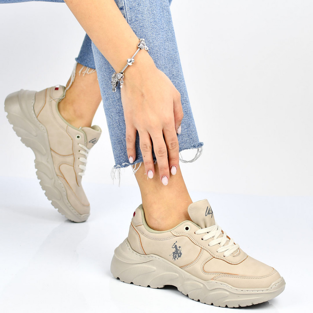 U.S. POLO ASSN, PANTOFI SPORT BEIGE LOVELY