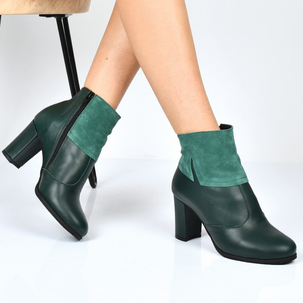 BOTINE VERZI PIELE NATURALA INTOARSA 1S77780
