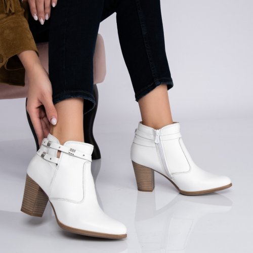 Botine albe piele naturala 3s77233