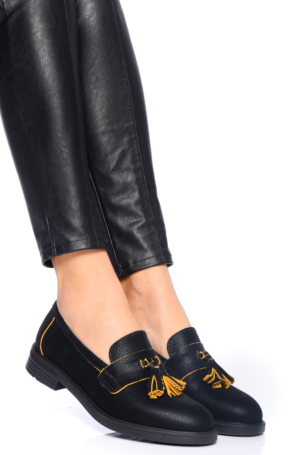 PANTOFI NEGRU GALBEN PIELE NATURALA 2S7711699NPK