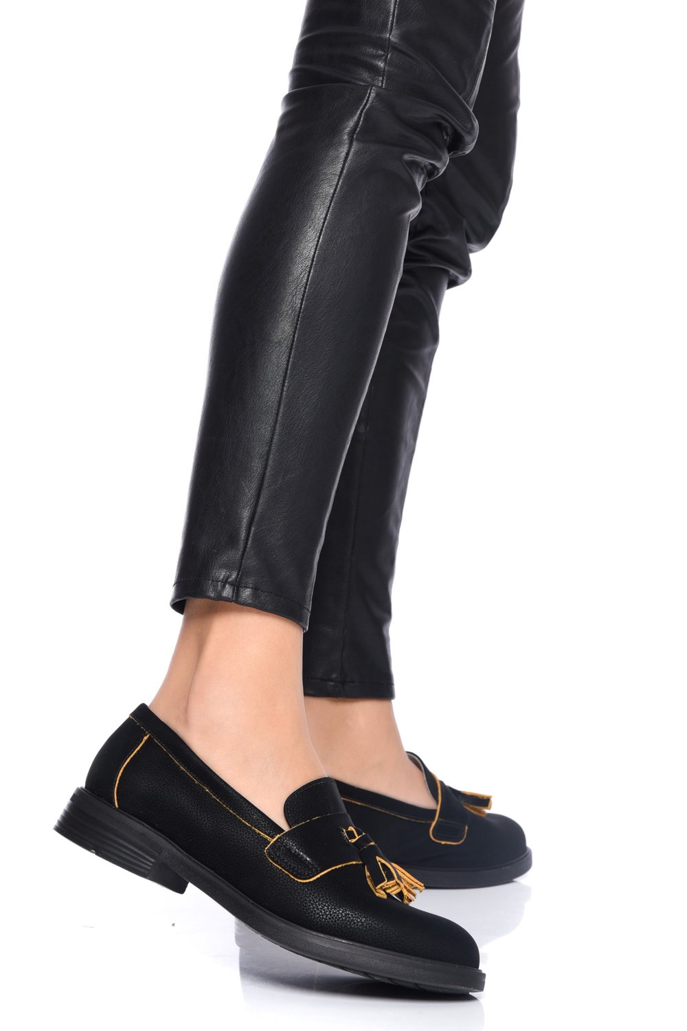 PANTOFI NEGRU GALBEN PIELE NATURALA 2S7711699NPK