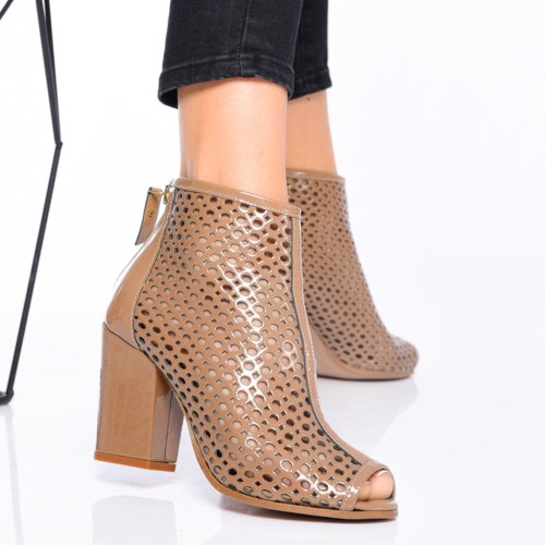 Botine maro piele naturala lacuita 8035721