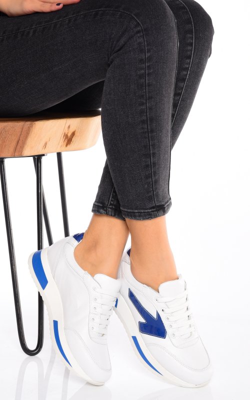 Pantofi sport alb albastru piele naturala 6s776425