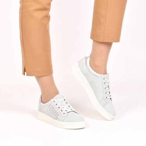 Pantofi sport bleu piele naturala intoarsa mena