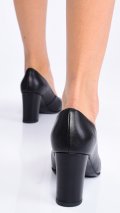 PANTOFI DAMA PIELE NATURALA  CU TOC GROS NEGRI 3S77015