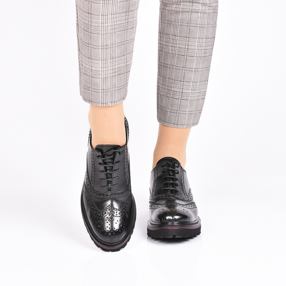 PANTOFI NEGRI TALPA ROSIE PIELE NATURALA LOLY