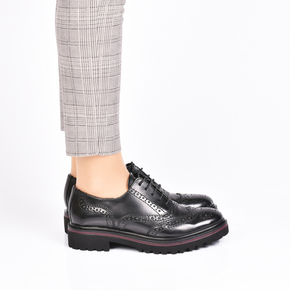 PANTOFI NEGRI TALPA ROSIE PIELE NATURALA LOLY