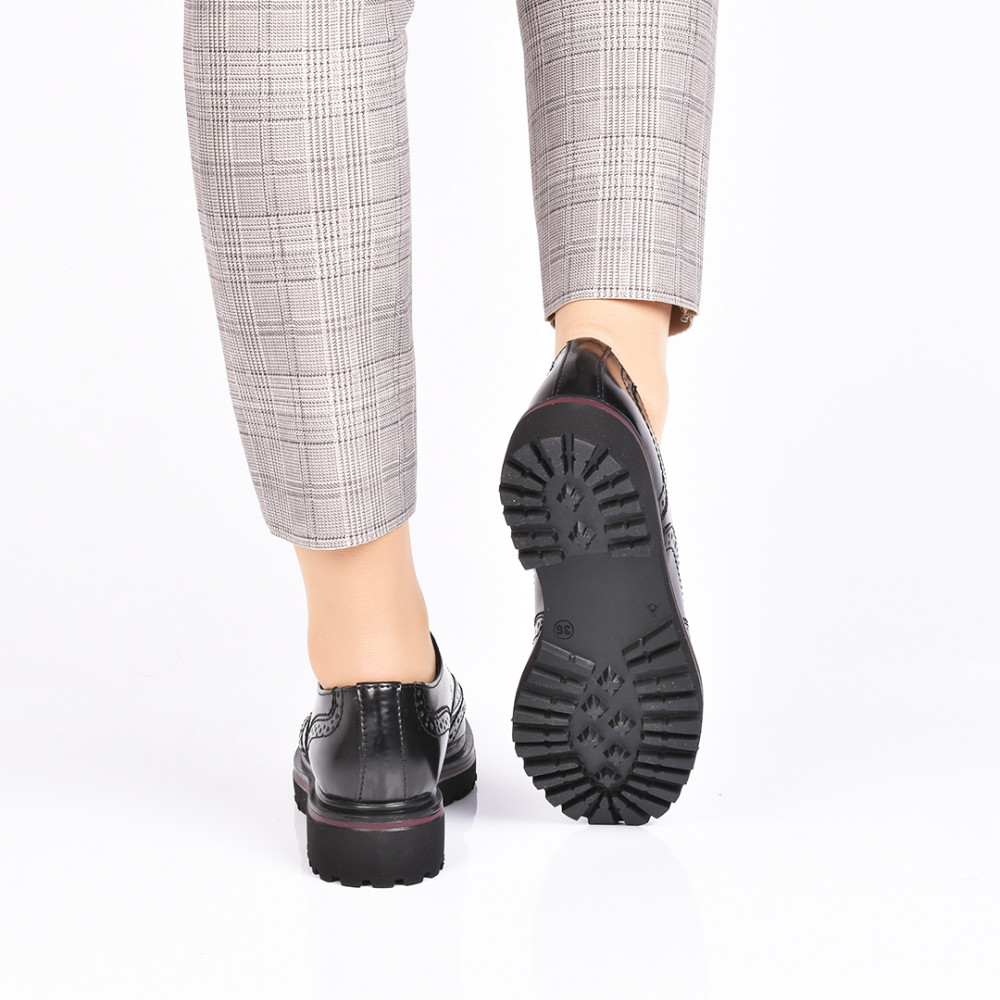 PANTOFI NEGRI TALPA ROSIE PIELE NATURALA LOLY