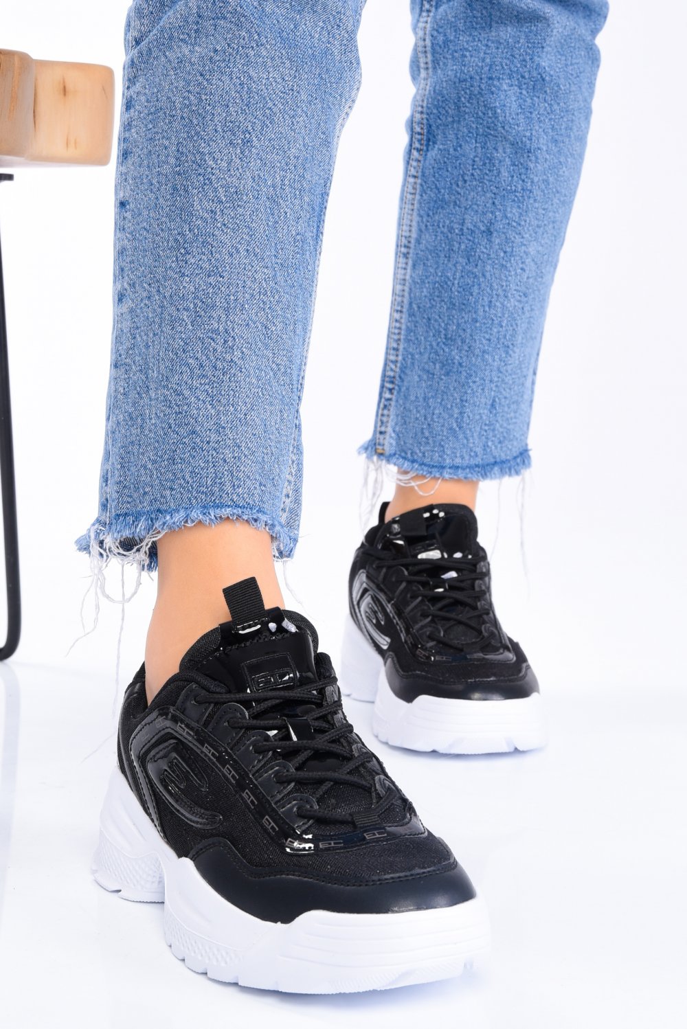 ENRICO COVERI, PANTOFI SPORT BLACK NICOLE MASH