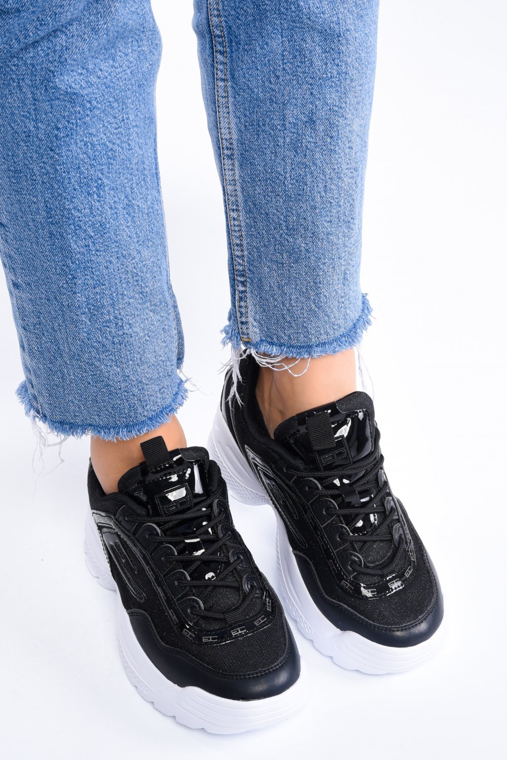 ENRICO COVERI, PANTOFI SPORT BLACK NICOLE MASH