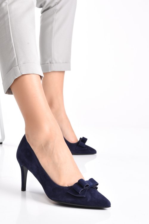Pantofi dama guban piele naturala intoarsa bleumarin 1s77257