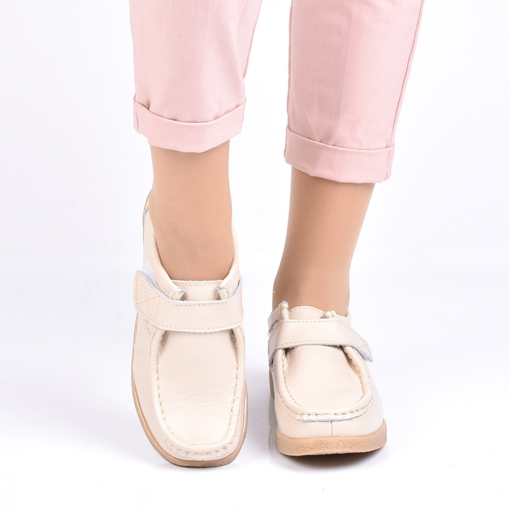 MOCASINI BEJ PIELE NATURALA MERRY