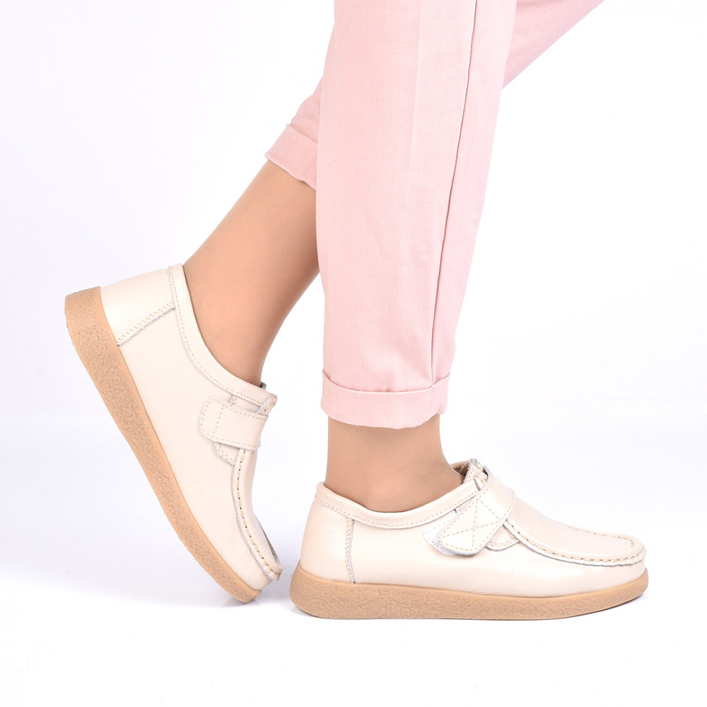 MOCASINI BEJ PIELE NATURALA MERRY