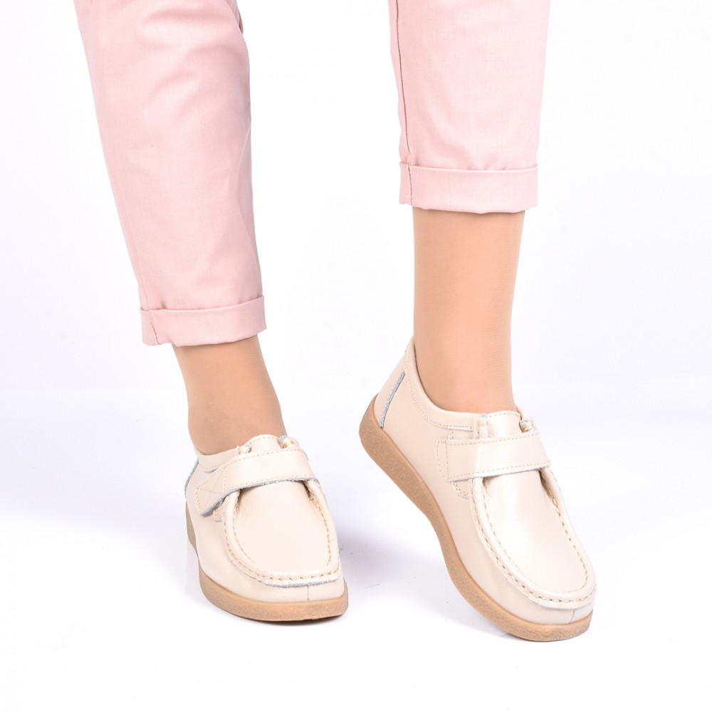 MOCASINI BEJ PIELE NATURALA MERRY
