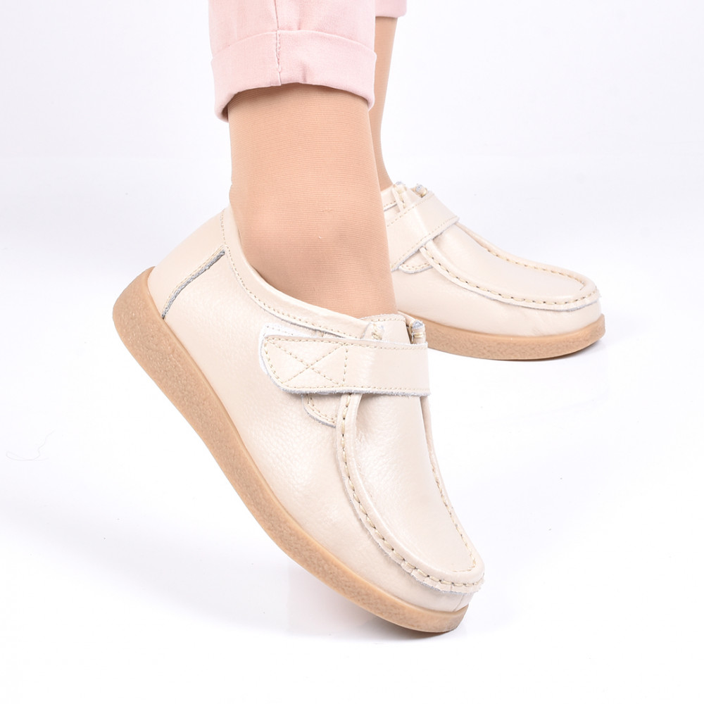 MOCASINI BEJ PIELE NATURALA MERRY
