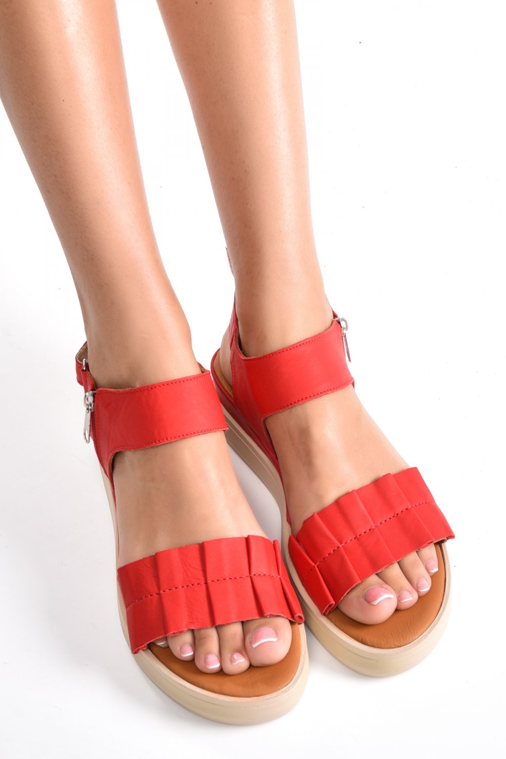 SANDALE ROSII PIELE NATURALA 4S77165