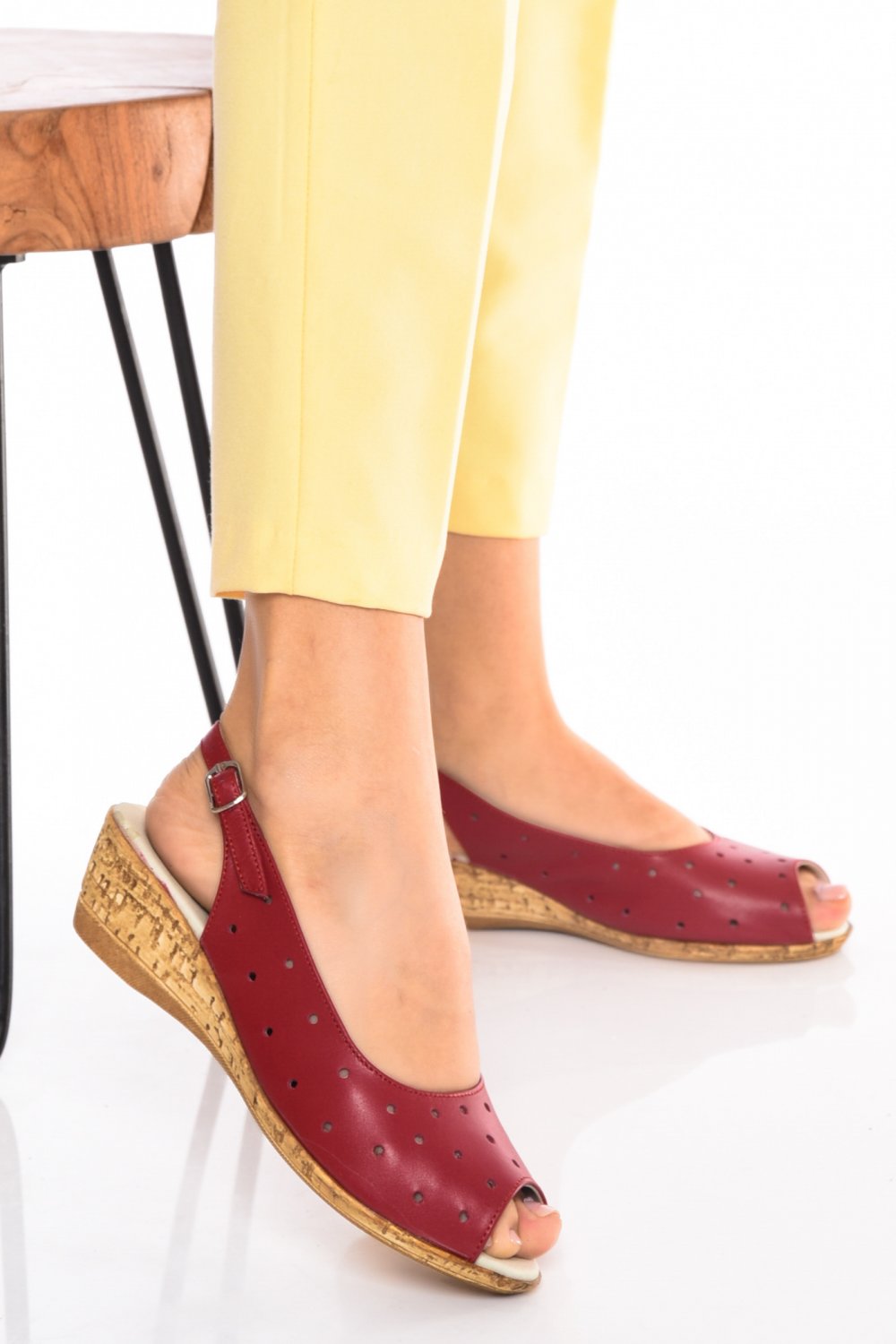 SANDALE ROSII PIELE NATURALA 4S7701