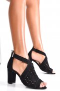 SANDALE NEGRE PIELE NATURALA INTOARSA 1S77790