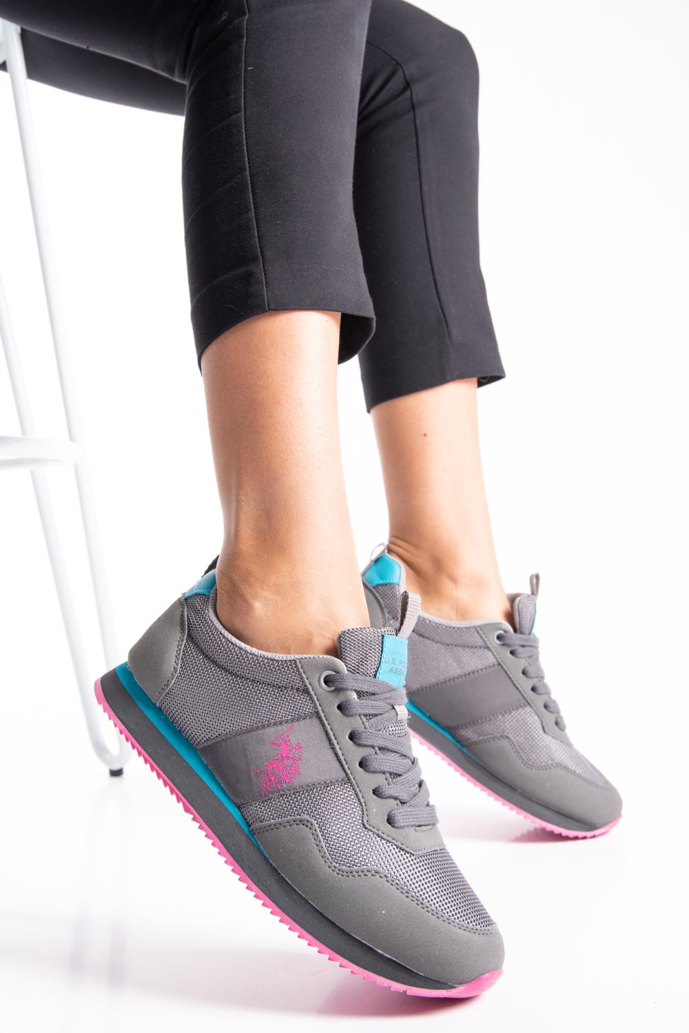U.S. POLO ASSN, PANTOFI SPORT GREY PINK TEVA5