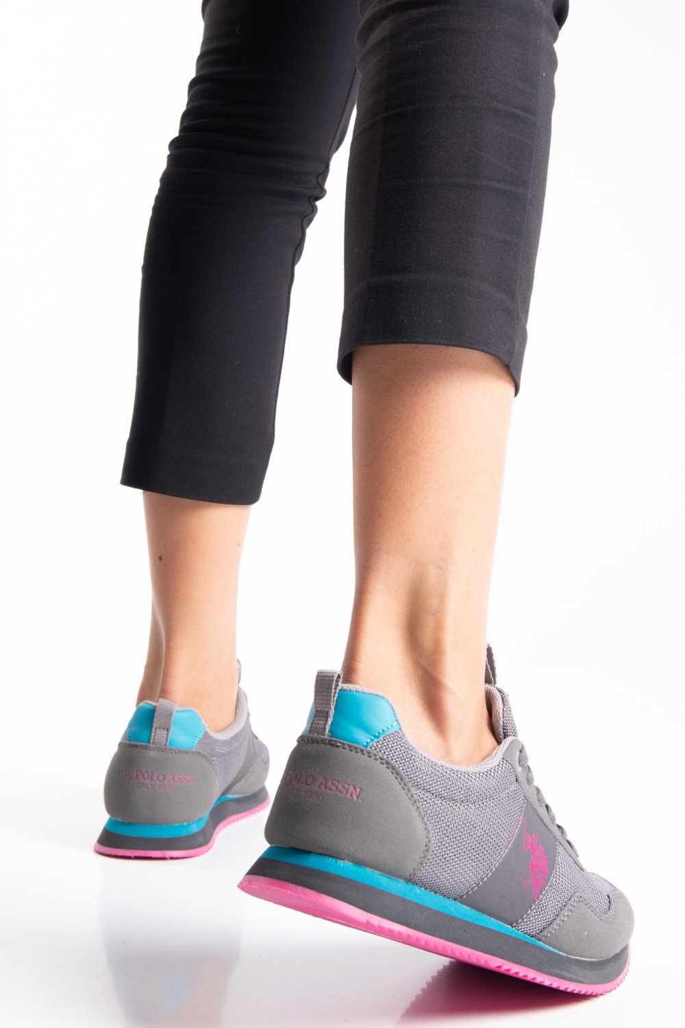 U.S. POLO ASSN, PANTOFI SPORT GREY PINK TEVA5