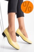 PANTOFI DAMA PIELE NATURALA GALBENI TOC MIC 2S77040