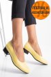 Pantofi dama piele naturala galbeni toc mic 2s77040