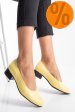 Pantofi dama piele naturala galbeni toc mic 2s77040