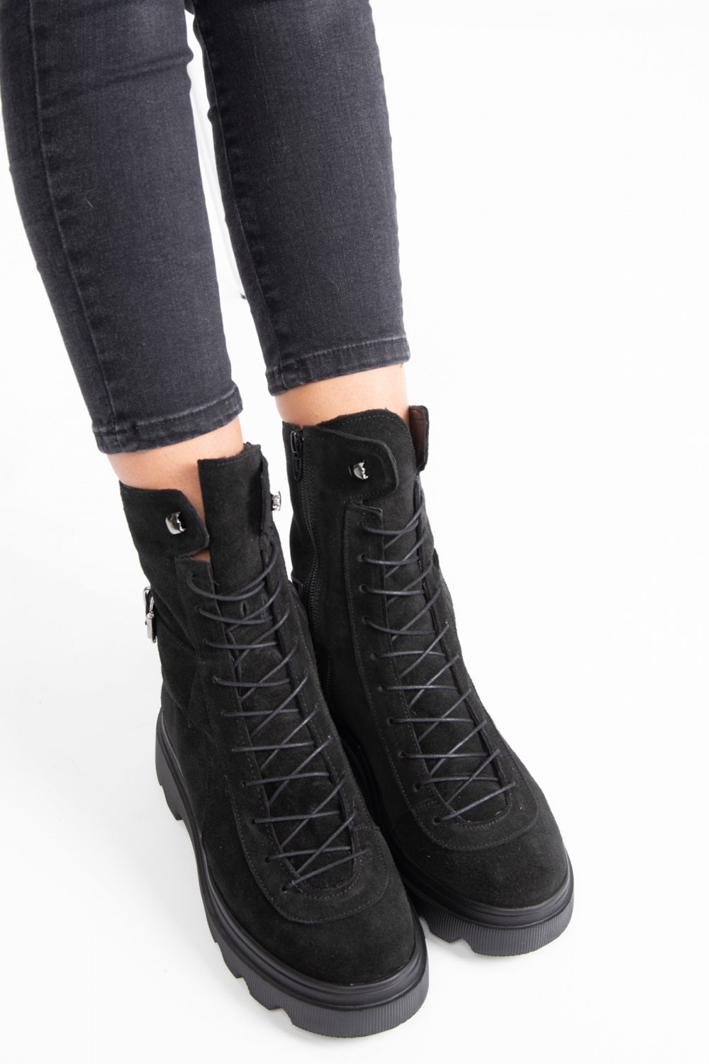 GHETE DAMA PIELE NATURALA INTOARSA NEGRE 212895
