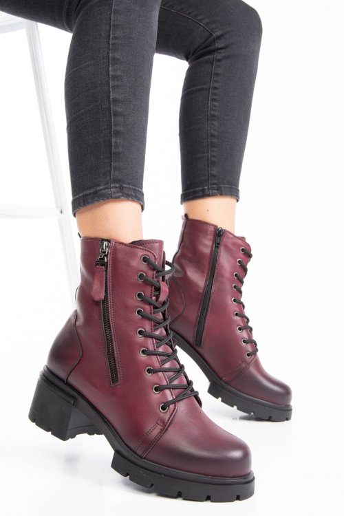 Ghete dama piele naturala bordo 2s7712808np