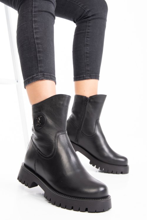 Ghete femei piele naturala negre 2s7712881np