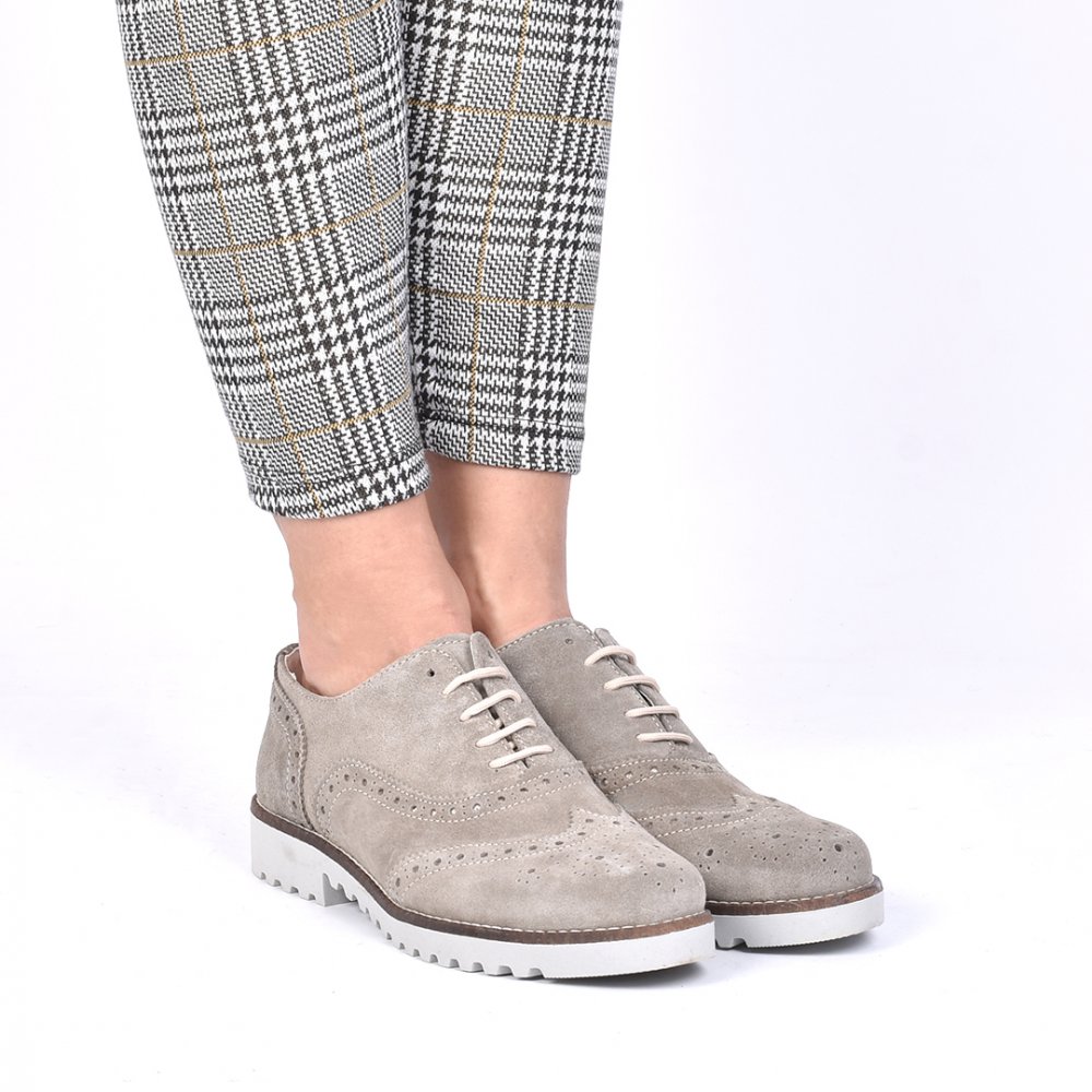 PANTOFI TAUPE PIELE NATURALA INTOARSA TATIANA