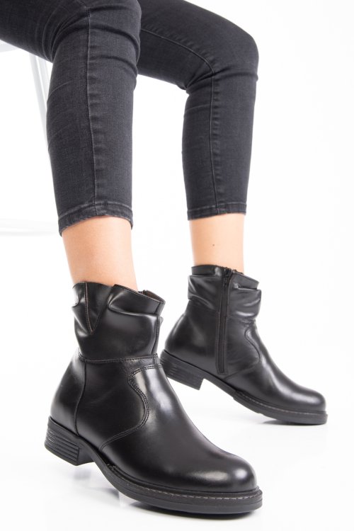 Ghete negre piele naturala abiss