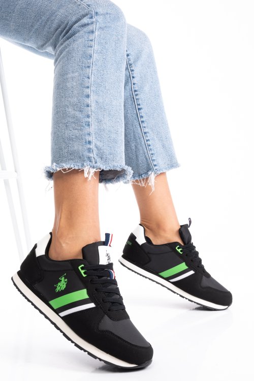 U.s. polo assn, pantofi sport black green nobik004
