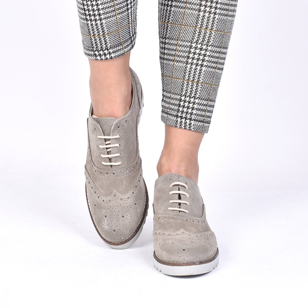 PANTOFI TAUPE PIELE NATURALA INTOARSA TATIANA